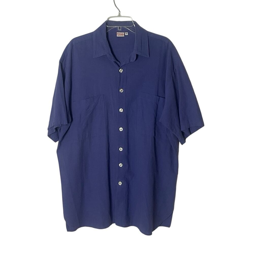B'Gauze Womens Short Sleeve Button Front Purple Cotton Shirt Size XL